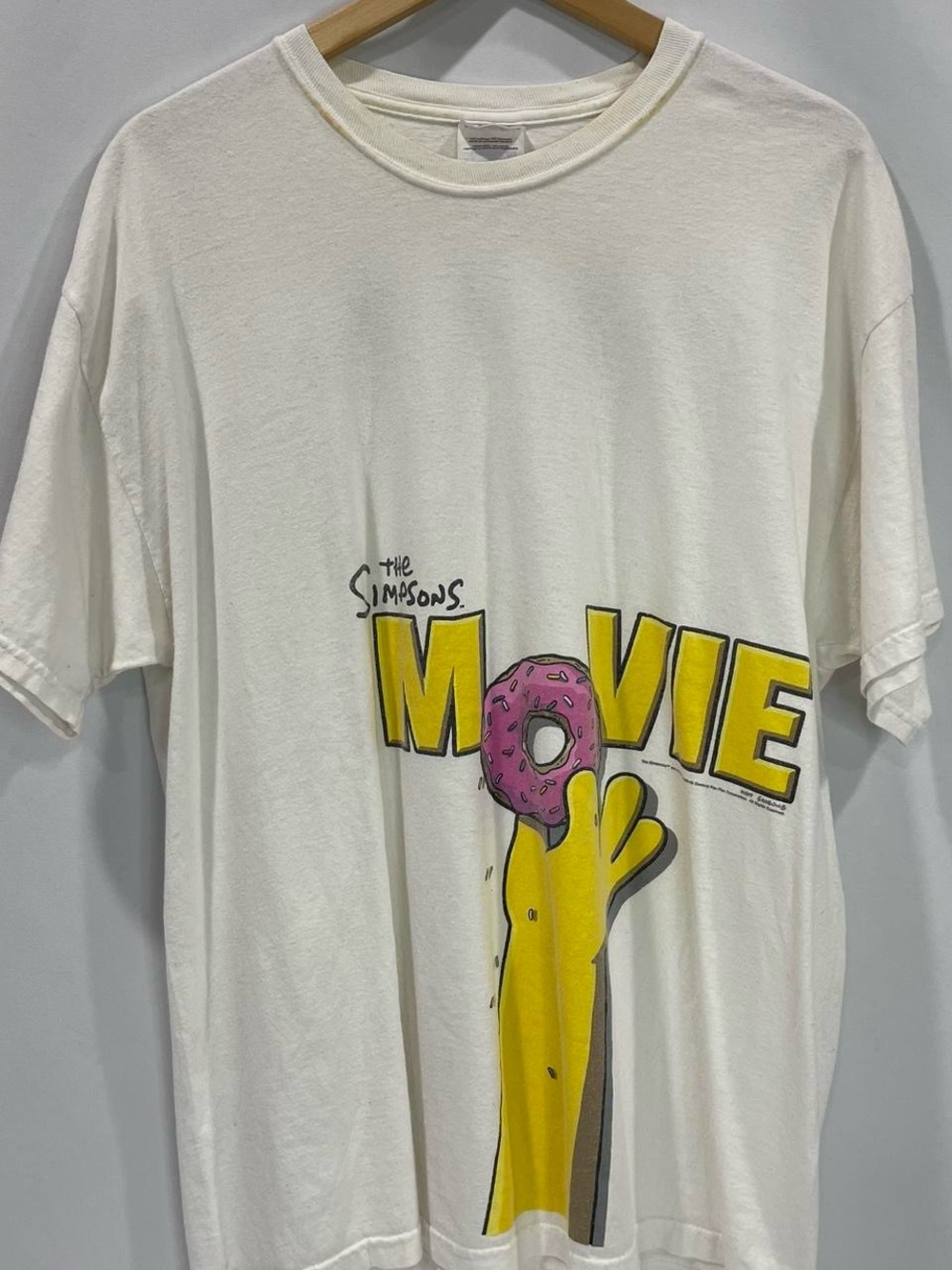 Hanes White The Simpsons Movie Graphic Tee with Yellow & Pink Print